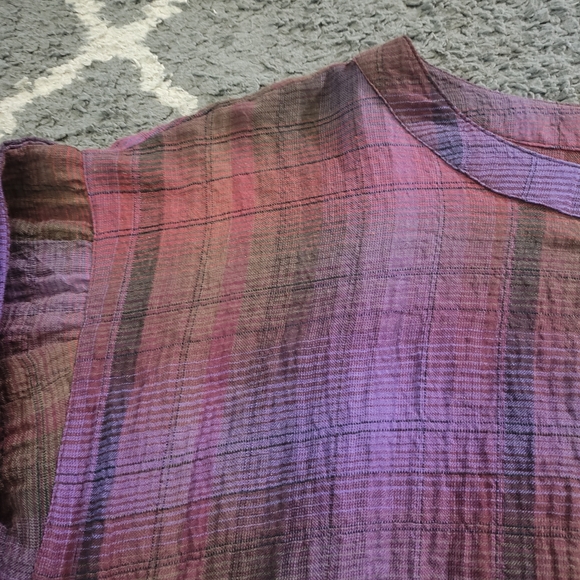 LIVERPOOL Bubble Sleeve Red/Purple Plaid Blouse‎ Size S - Picture 4 of 9